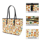 70's Style Floral PU Leather Tote Bag Large