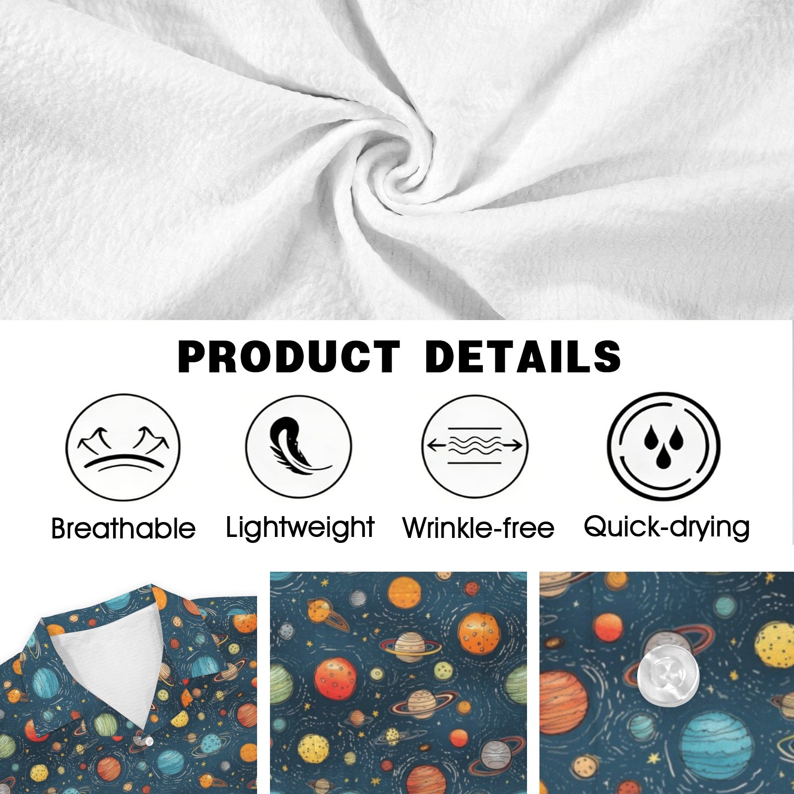 Galaxy Men's Crinkle Hawaiian Shirt