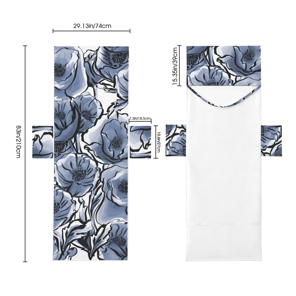 Blue And White Floral Beach Chair Towel Cover with Side Pockets