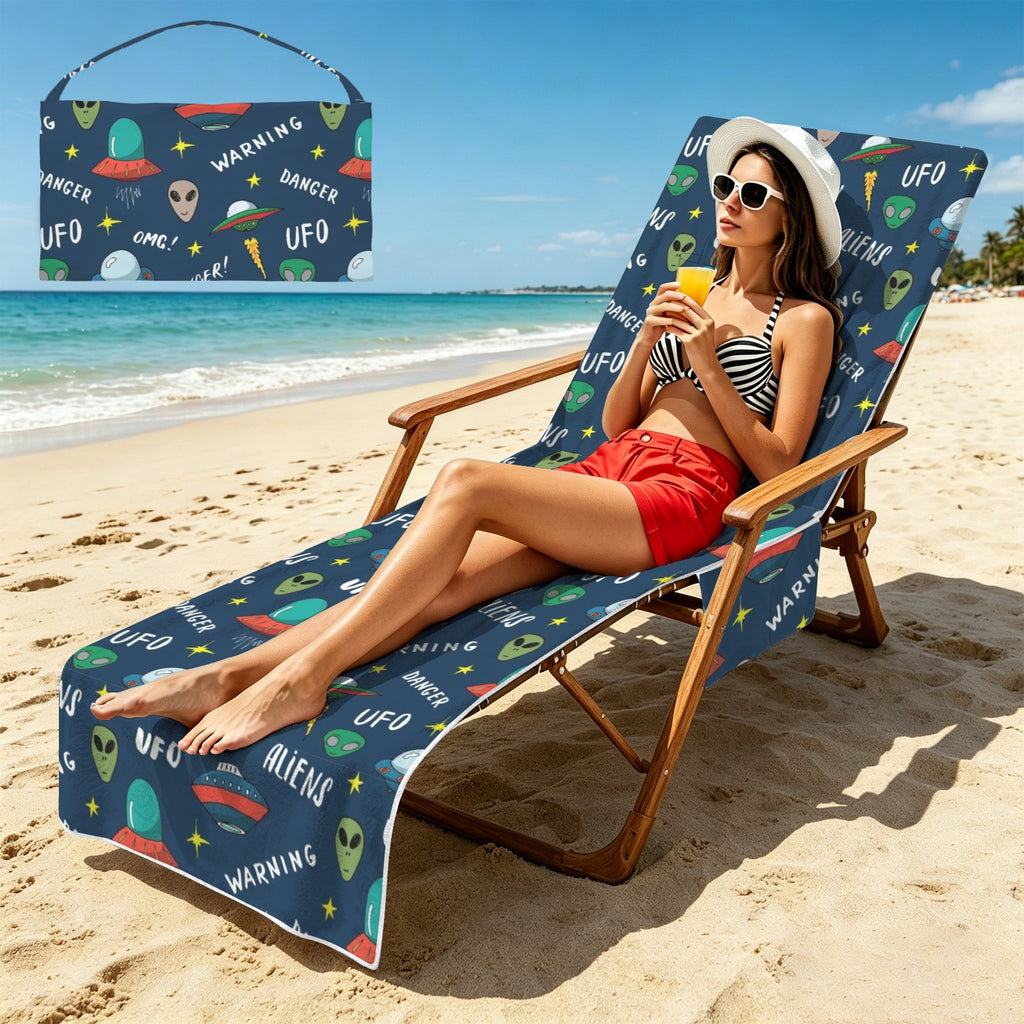 UFO's And Aliens Beach Chair Towel Cover with Side Pockets