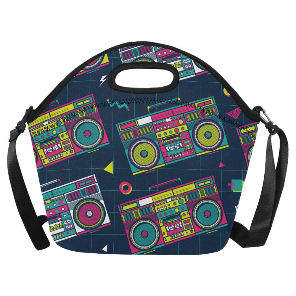 Boombox Neoprene Lunch Bag One Size Neoprene Lunch Bag Music Printed Offshore Retro