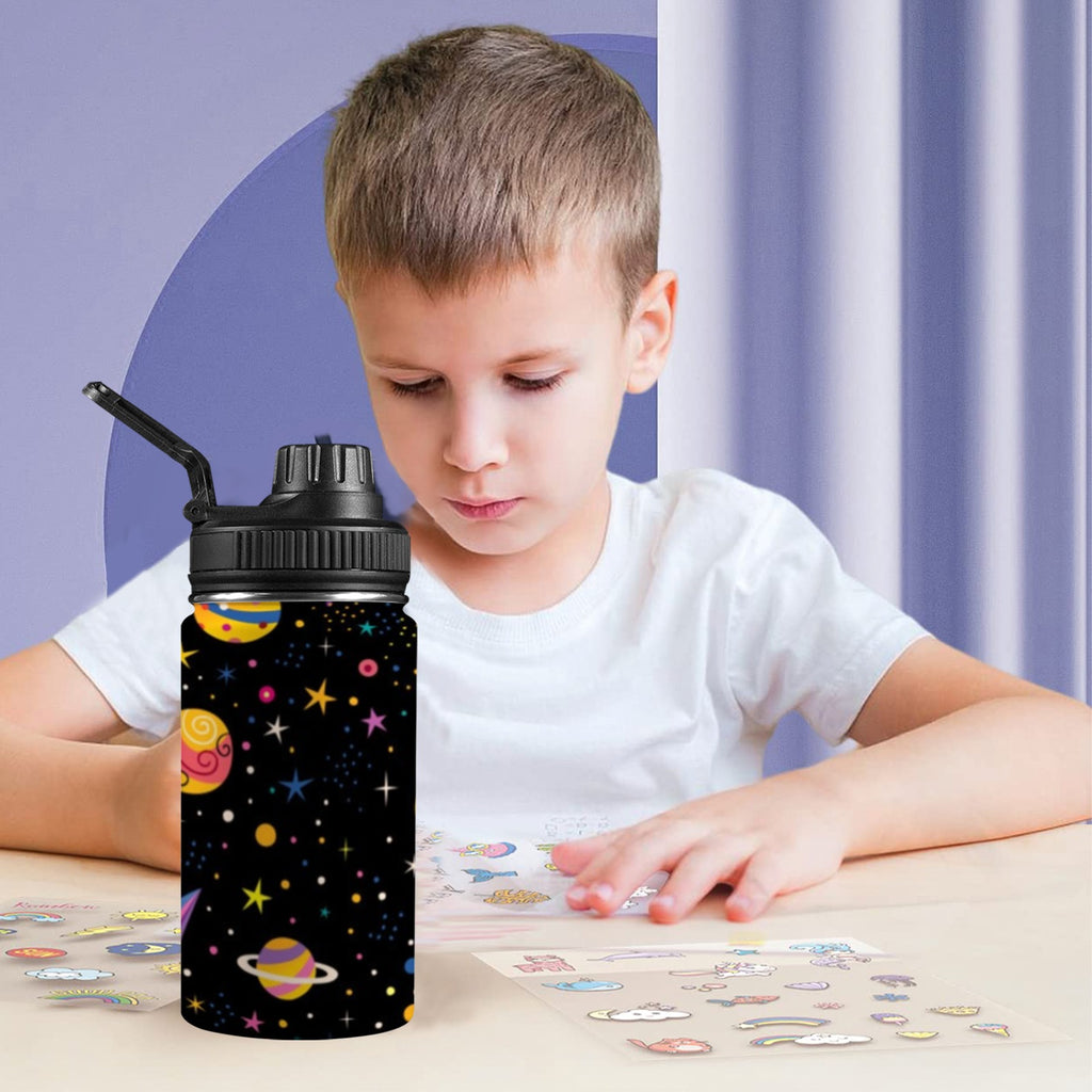 Colourful Space Kids Water Bottle with Chug Lid (12 oz) Kids Water Bottle with Chug Lid Printed Offshore Space
