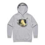 Cat Bass Player - Womens Hoodie Grey Marle Womens Hoodie animal Music Printed In Australia