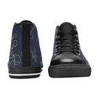 Gold Flowers On Navy - Men's High Top Canvas Shoes