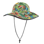 Tropical Comic Book Style Wide Brim Bucket Hat Wide Brim Bucket Hat comic Plants Printed Offshore
