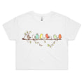 Birds On A Branch Women's AS Colour Crop Tee White Womens Crop T-shirt animal Birds Printed In Australia
