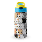 Cat Crowd - Little Kids Water Bottle blue 350ml Little Kids Water Bottle animal Printed Offshore