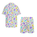 80's Grid Men's Hawaiian Shirt & Shorts Set Men's Hawaiian Shirt & Shorts Set Printed Offshore Retro