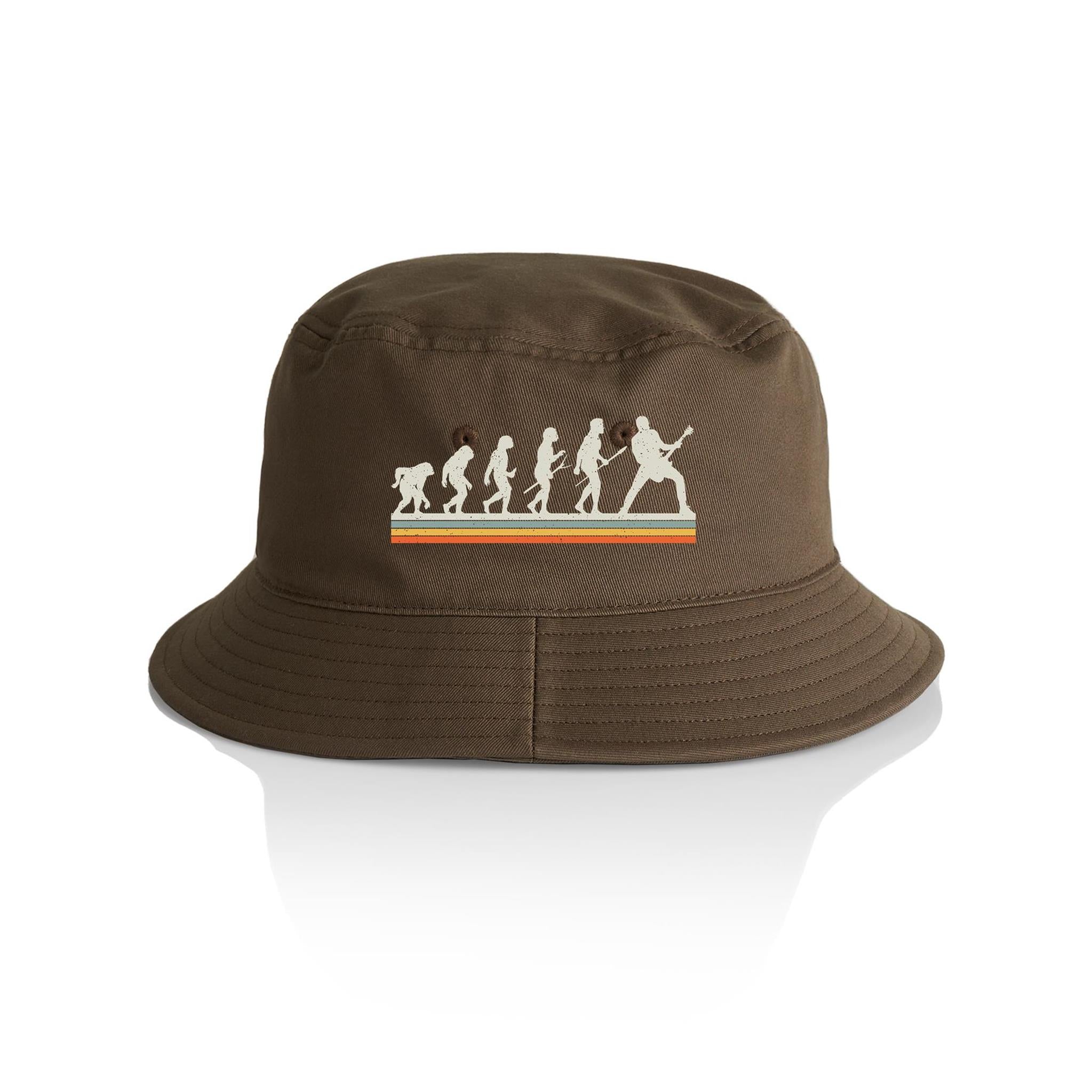 Guitarist Evolution - AS Colour Bucket Hat Walnut One Size As Colour Bucket Hat Music Printed In Australia