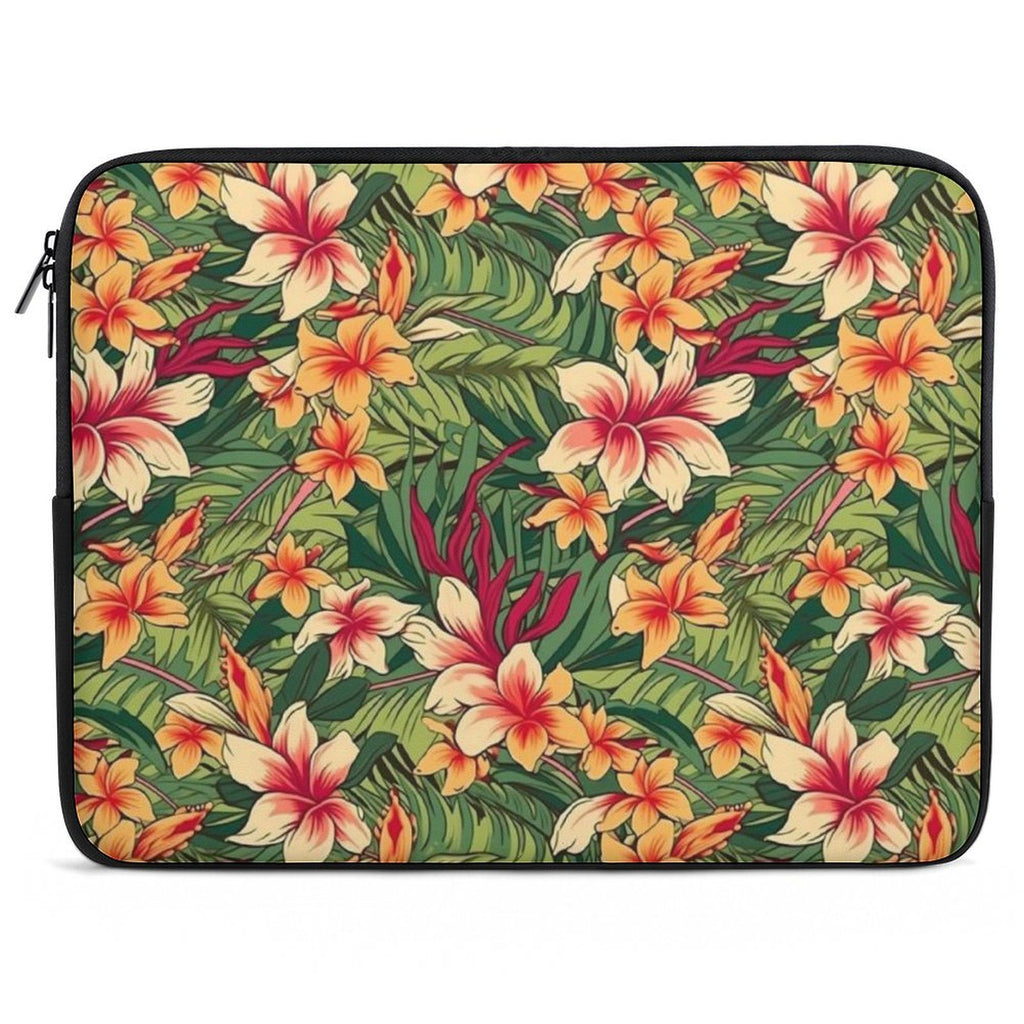 Vintage Hawaiian Floral Laptop Sleeve (Multiple Sizes) black Laptop Sleeve Plants Printed Offshore