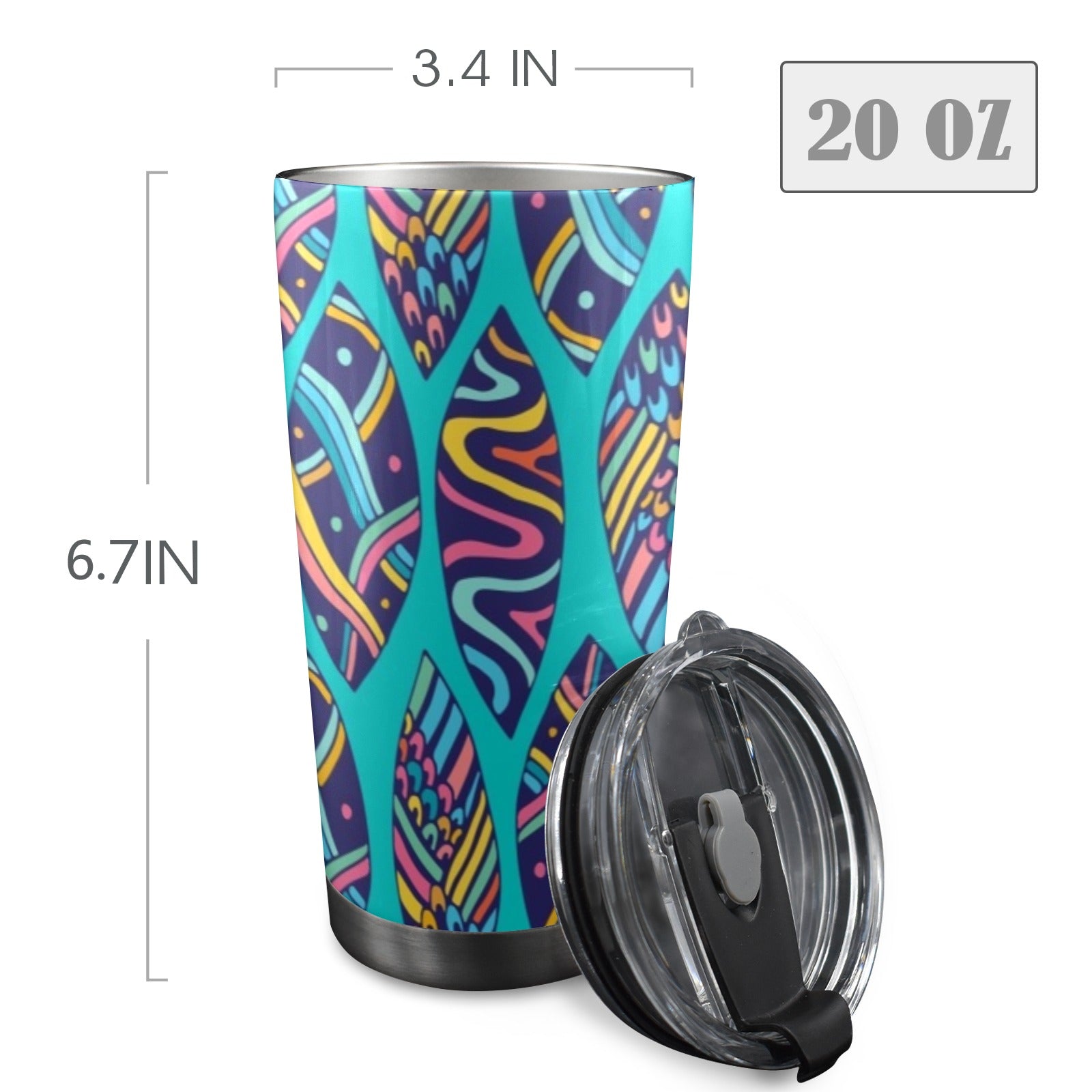 Surfboards - 20oz Mobile Tumbler with Lid (Black Lock) 20oz Travel Mug Printed Offshore Surf