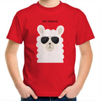 No Drama Llama - Kids Youth T-Shirt Red Kids Youth T-shirt animal Printed In Australia