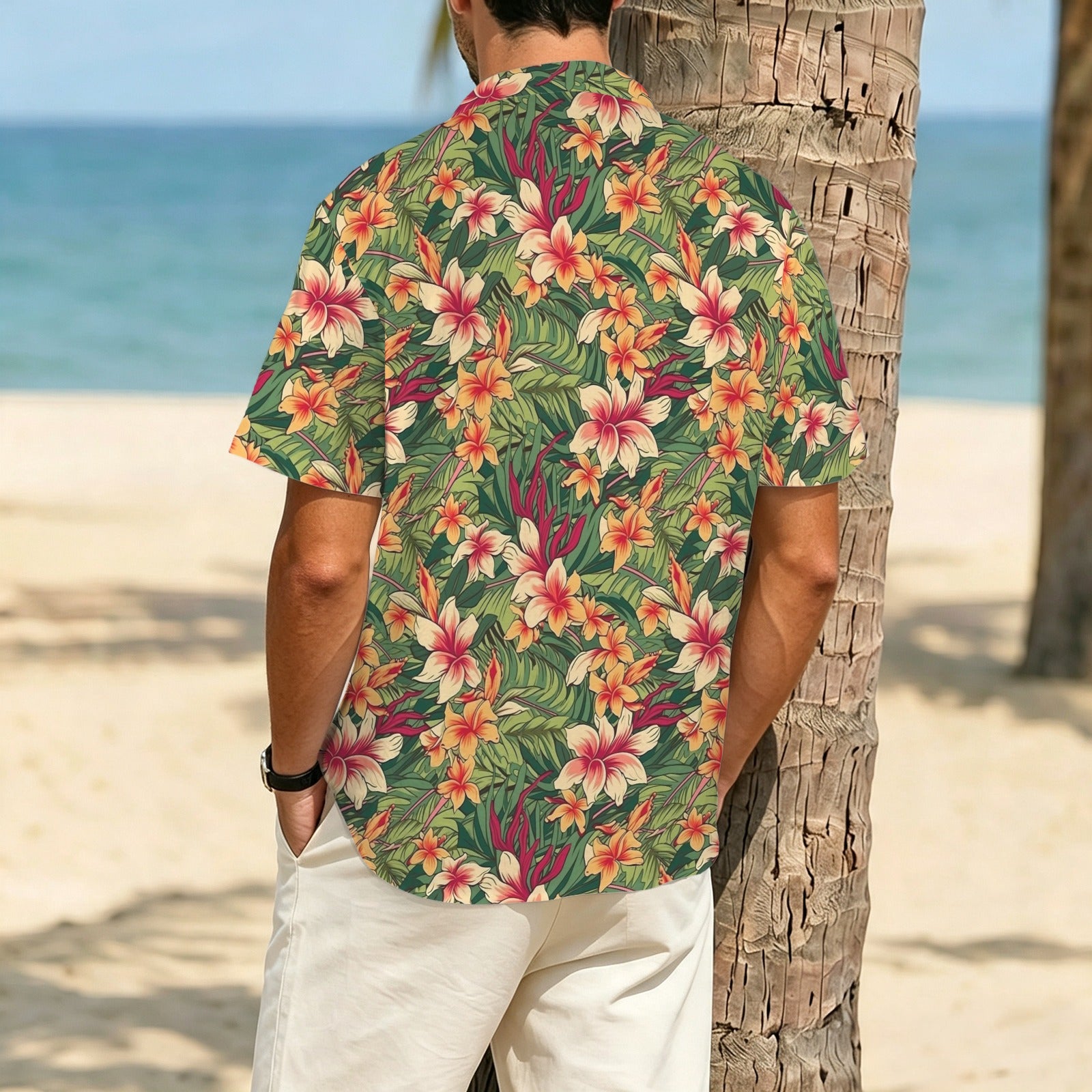Vintage Hawaiian Floral Men's Crinkle Hawaiian Shirt
