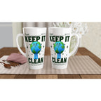 Earth, Just Keep It Clean - White Latte 17oz Ceramic Mug Latte Mug Environment Globally Fulfilled