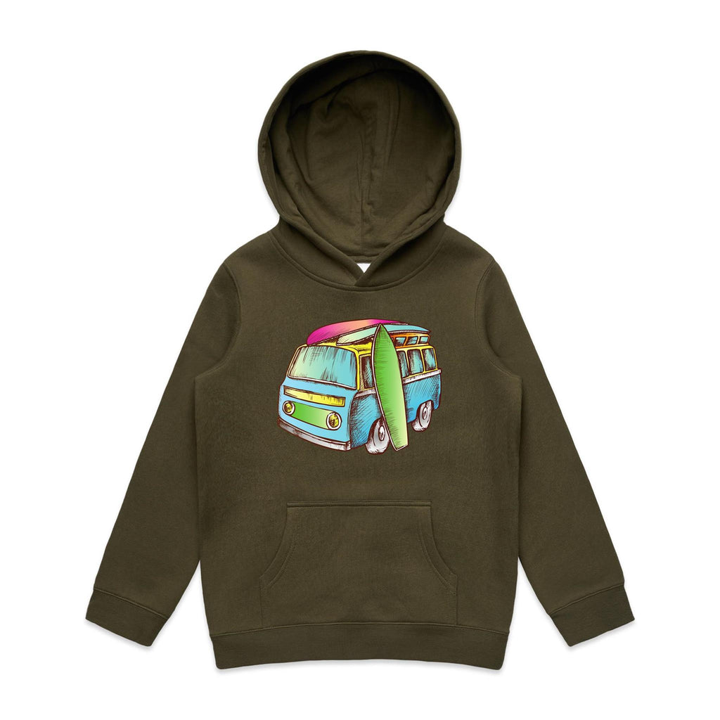 Surf Trip - Kids Hoodie Army Kids Hoodie Printed In Australia