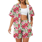 Hibiscus Women's Windbreaker Short Set 2XL Women's Windbreaker Short Set Plants Printed Offshore