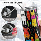 Colourful Cats - 20oz Tall Skinny Tumbler with Lid and Straw
