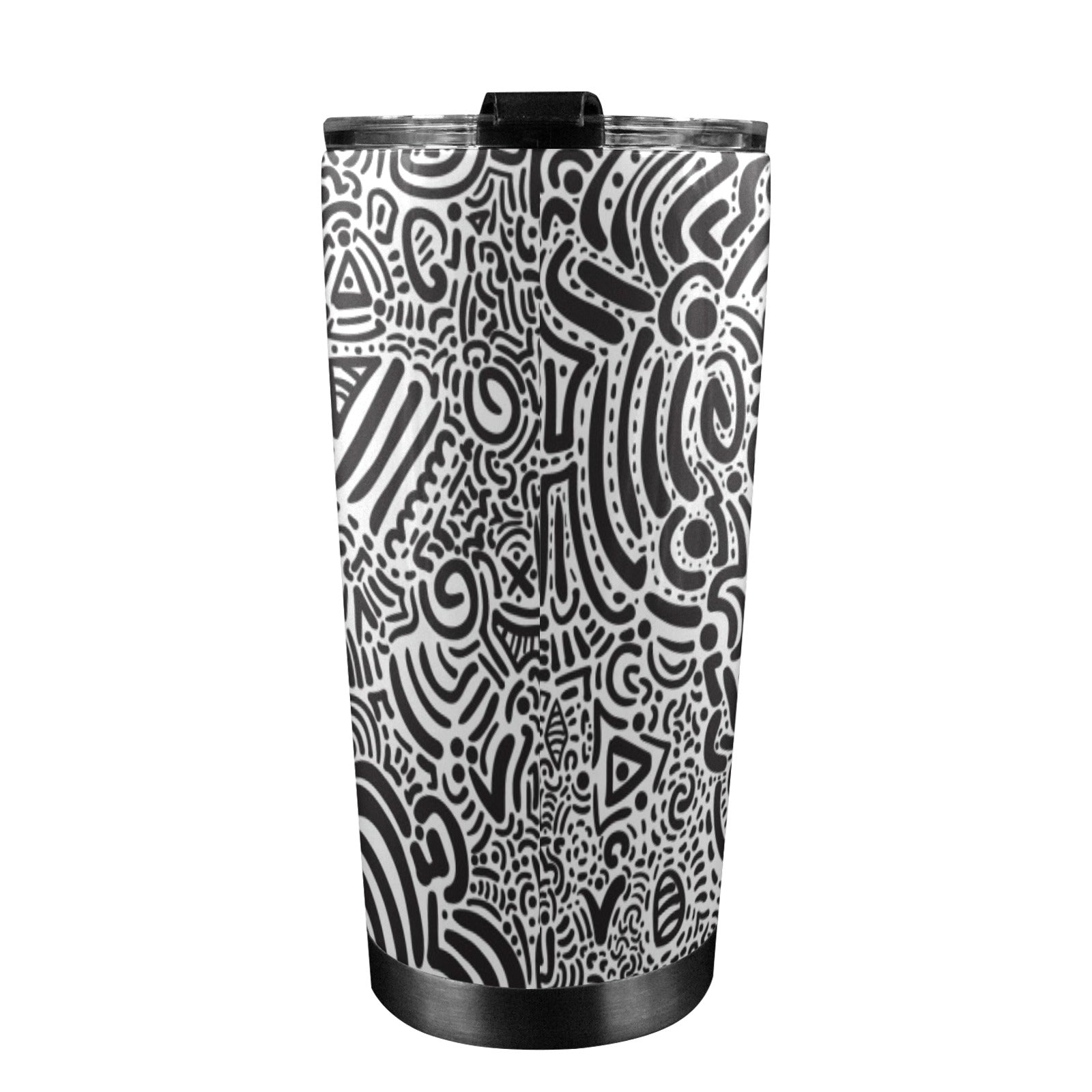 Black And White - 20oz Mobile Tumbler with Lid (Black Lock) 20oz Travel Mug Printed Offshore