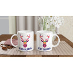 Stay Colorful White 11oz Ceramic Mug White 11oz Mug animal coffee fun Globally Fulfilled tea
