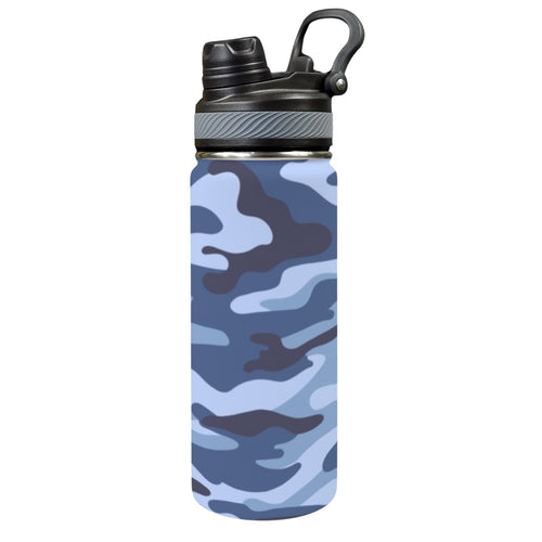 Blue Camouflage - Insulated Water Bottle with Dual-Use Lid (18oz) One Size Insulated Water Bottle with Dual-Use Lid (18oz) Printed Offshore