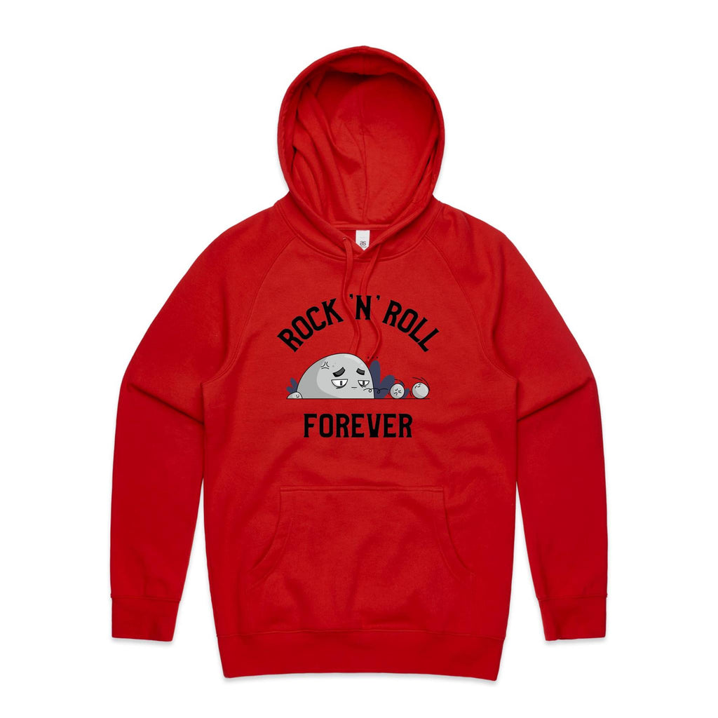 Rock And Roll Forever - Mens Hoodie Red Mens Hoodie Music Printed In Australia