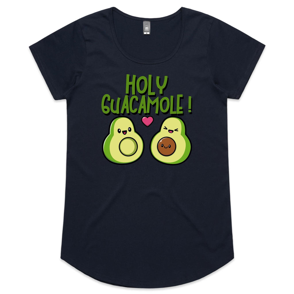 Holy Guacamole, Pregnant Avocado - Womens Scoop Neck T-Shirt Navy Womens Scoop Neck T-shirt Food Printed In Australia