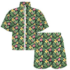 Frangipani Women's Windbreaker Short Set Women's Windbreaker Short Set Plants Printed Offshore