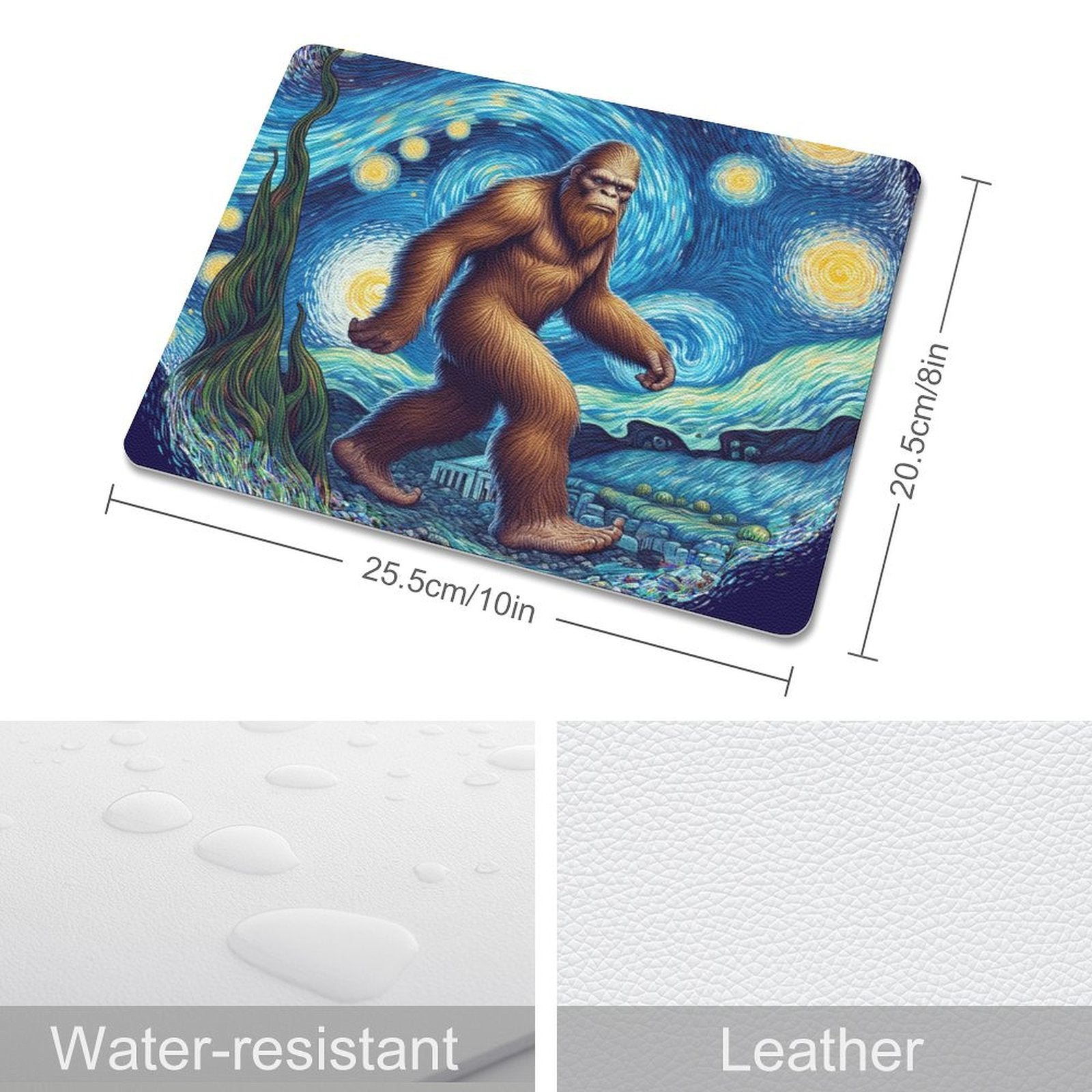 Big Foot Starry Night - Leather Mouse Pad Leather Mouse Pad Printed Offshore Sci Fi