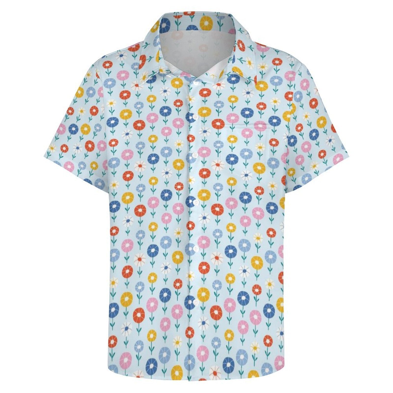 Abstract Cute Flowers Women's Short-Sleeve Button Up Shirt