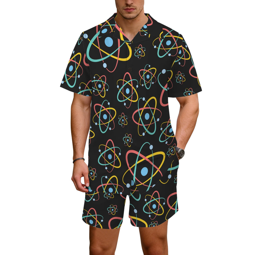 Atoms Men's Hawaiian Shirt & Shorts Set Men's Hawaiian Shirt & Shorts Set Printed Offshore Science