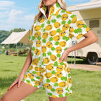 Cool Pineapples Women's Windbreaker Short Set Women's Windbreaker Short Set Food Printed Offshore