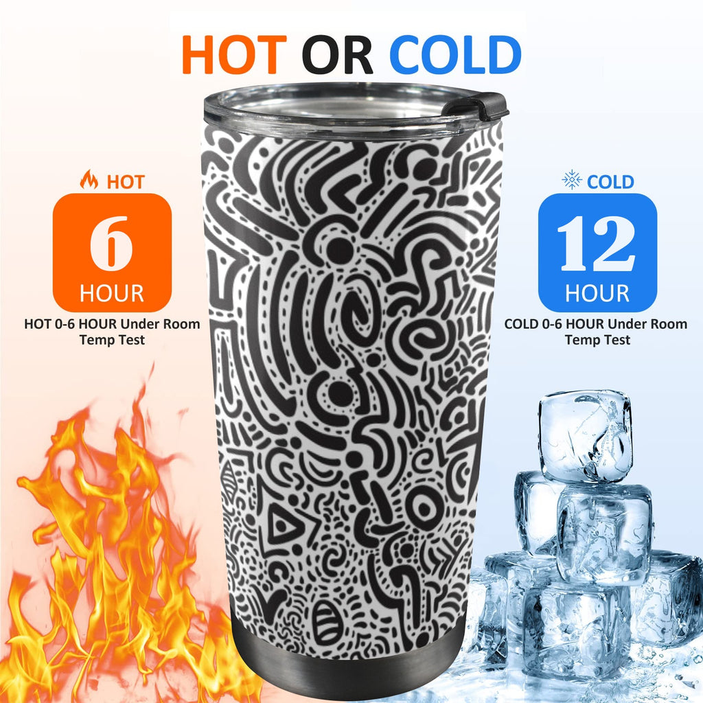 Black And White - 20oz Mobile Tumbler with Lid (Black Lock) 20oz Travel Mug Printed Offshore