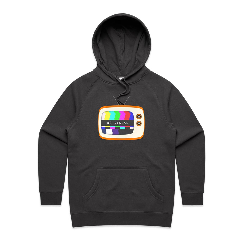 Retro TV, No Signal - Womens Hoodie Coal Womens Hoodie Printed In Australia Retro Tech