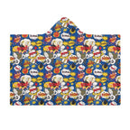 Comic Book Blue Kids Hooded Blanket 100cm x 130cm Kids Hooded Blanket comic Printed Offshore