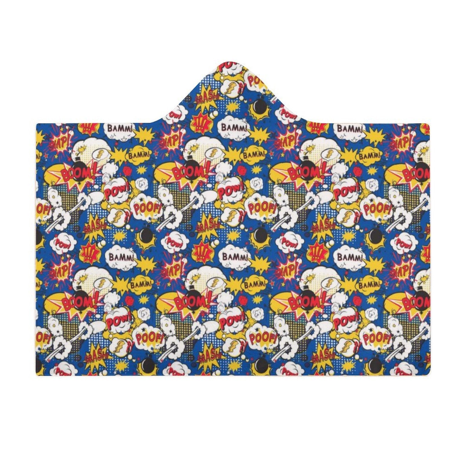 Comic Book Blue Kids Hooded Blanket 100cm x 130cm Kids Hooded Blanket comic Printed Offshore