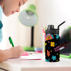 Rainbows And Flowers - Kids Water Bottle with Chug Lid (12 oz)