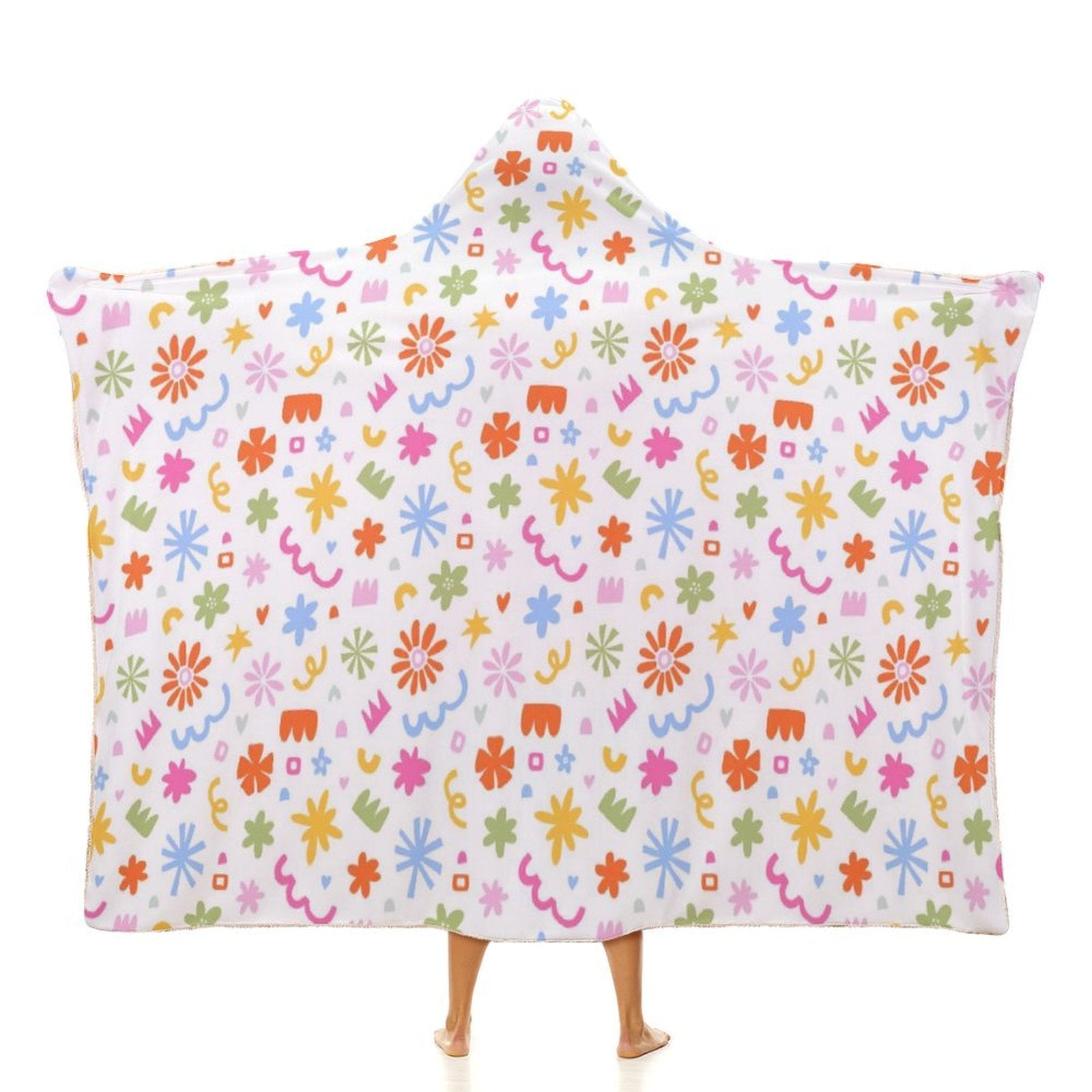 Abstract Colourful Shapes Kids Hooded Blanket 100cm x 130cm white 40"×50" Kids Hooded Blanket Printed Offshore