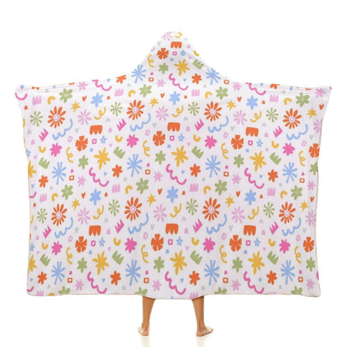 Abstract Colourful Shapes Kids Hooded Blanket 100cm x 130cm white 40"×50" Kids Hooded Blanket Printed Offshore
