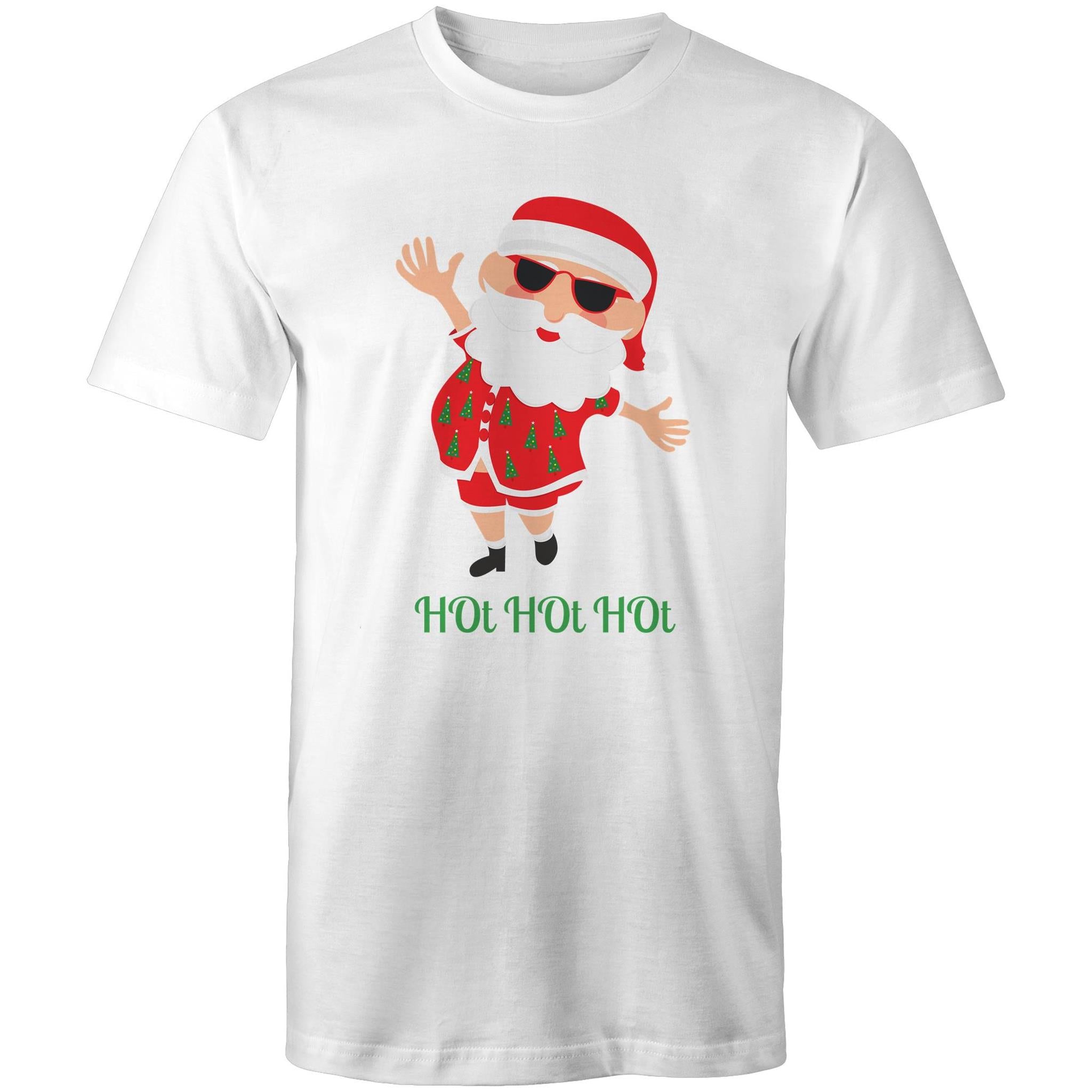 Summer Santa, Hot Hot Hot - Mens T-Shirt White Mens Christmas T-shirt Christmas Printed In Australia