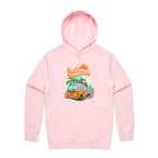 Hello Sunshine, Beach Van - Mens Hoodie Pink Mens Hoodie Printed In Australia Summer