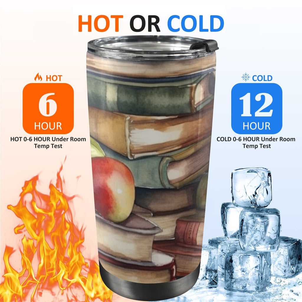 Watercolour Books - 20oz Mobile Tumbler with Lid (Black Lock) 20oz Travel Mug Printed Offshore Reading