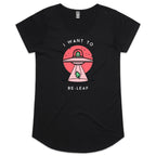 I Want To Be-Leaf, Believe, UFO - Womens Scoop Neck T-Shirt Black Womens Scoop Neck T-shirt Plants Printed In Australia Sci Fi