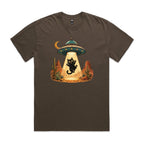 Black Cat Alien UFO Abduction AS Colour Heavy Faded Tee Faded brown Heavy Faded T-shirt animal Printed In Australia Sci Fi