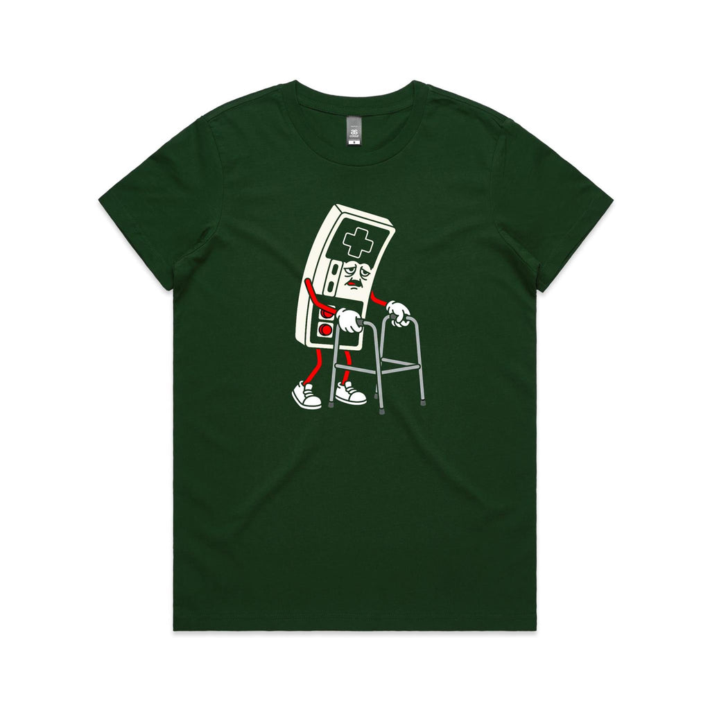 Retro Gamer Women's AS Colour T-shirt Forest Green Womens T-shirt Games Printed In Australia
