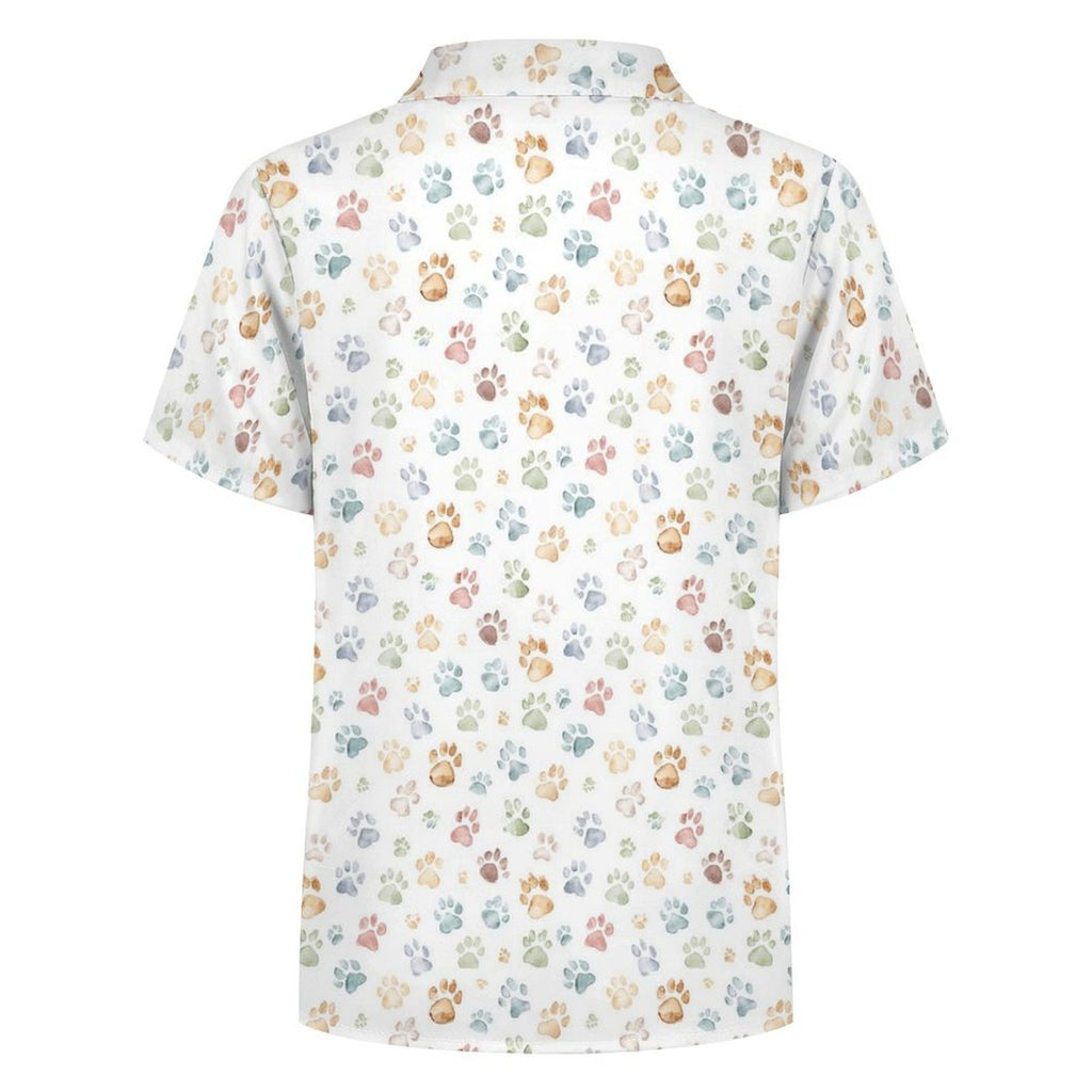 Paw Print Kids Youth Short Sleeve Button Up Shirt