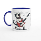 Personalised Cat Playing Guitar 11oz Ceramic Mug Ceramic Blue Personalised 11oz Mug animal Globally Fulfilled Music