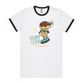 Stay Cool, Ice Cream Skateboard Men's AS Colour Ringer Tee White Black Ringer T-Shirt Food Printed In Australia Summer