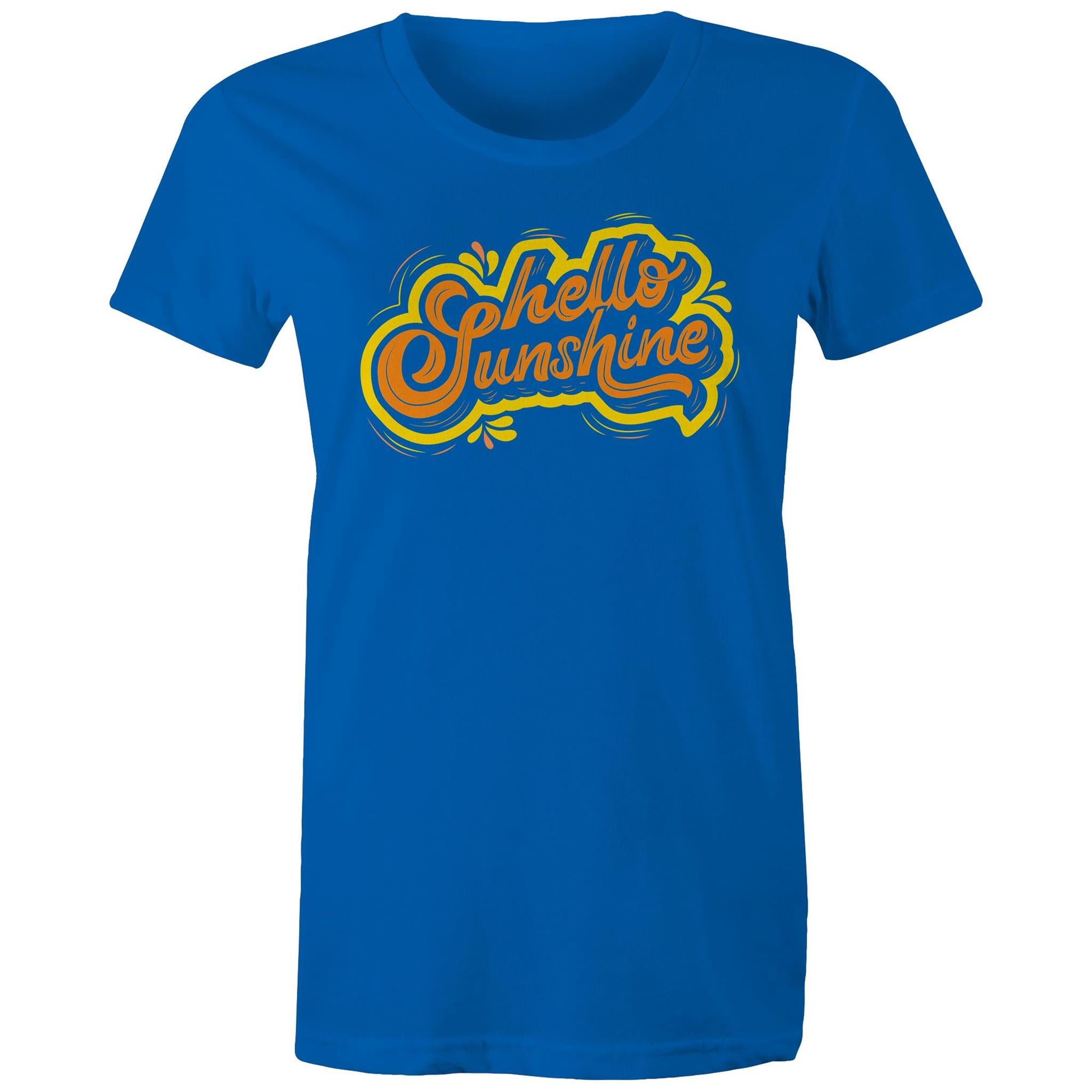 Hello Sunshine - Womens T-shirt Bright Royal Womens T-shirt Printed In Australia Summer