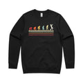 Trumpet Player Evolution AS Colour Stencil Crew Sweatshirt Unisex Black Sweatshirt Music Printed In Australia