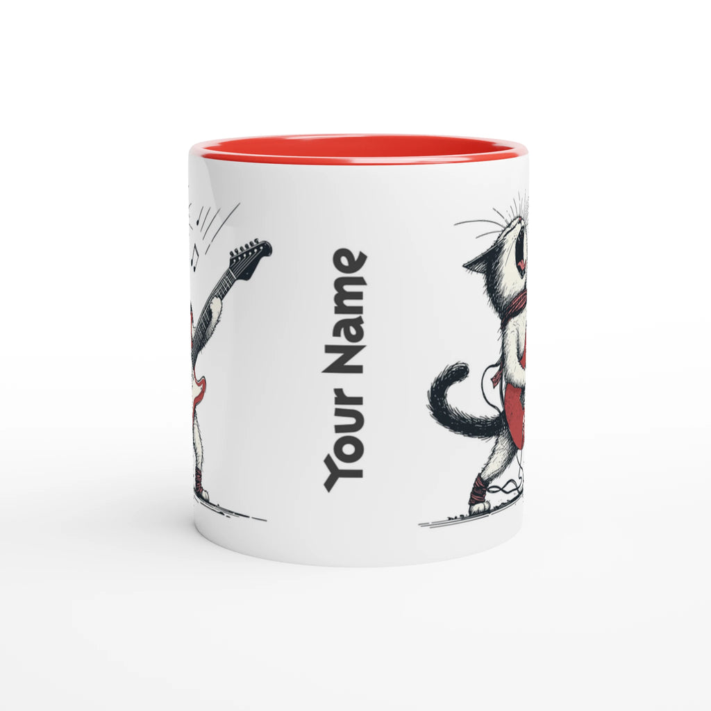 Personalised Cat Playing Guitar 11oz Ceramic Mug Personalised 11oz Mug animal Globally Fulfilled Music